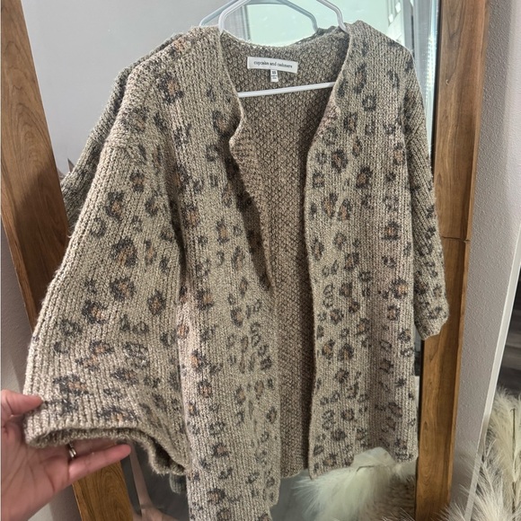 Anthropologie Cupcakes And Cashmere Animal Print Leopard Open Cardigan - Picture 3 of 5